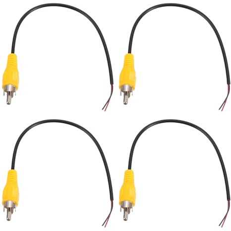 QUARKZMAN 4pcs Cavo Audio RCA Subwoofer 8 Pollici, 1 Connettore RCA Maschio A Filo Scoperto Per Amplificatore Home Theater, Giallo