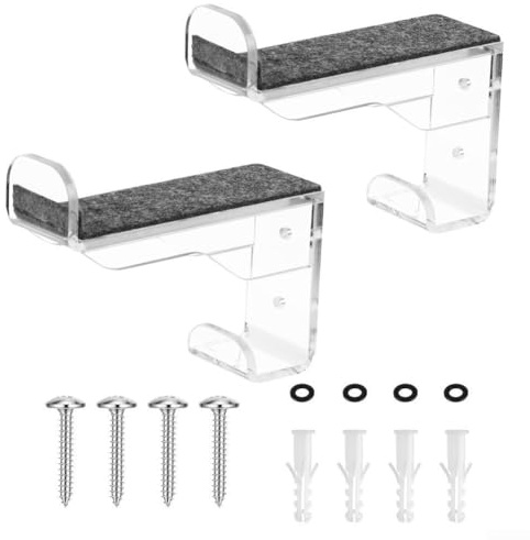 Feeshoppher Supporto orizzontale da parete in acrilico per attrezzatura sportiva, ganci per snowboard, skateboard, bastoncini da trekking, caschi, attrezzatura protettiva con panno in feltro
