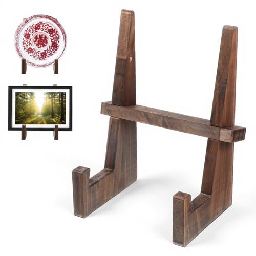 Eldraqth Wooden Plate Stands, 8.8 Inch Wood Plate Display Stands Decorative Picture Frame Holder Stand Table Top Easels for Book Dish Photo Plaque Platter