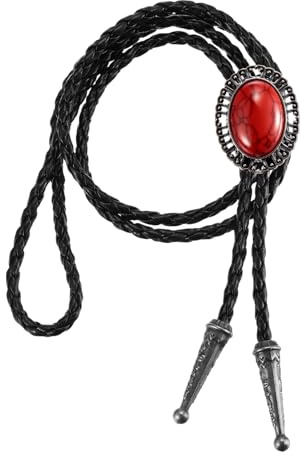 PATIKIL Bolo Tie Per Uomo Cravatta Western In Pelle Cowboy Collana Rosso