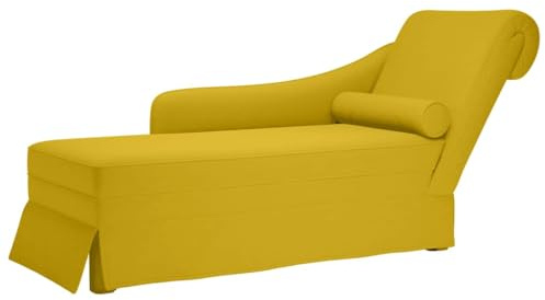 RMIHSJG Chaiselongue mit Nackenrolle und Rechter Armlehne Gelb Samt, Weiche Polsterung und Ergonomische Unterstützung für Wohnzimmer Sofa