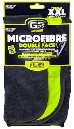 GS27 - Microfibre Double Face - Épaisse et Ultra Douce - pour l'ntérieur et l'Extérieur du Véhicule - Format XXL 55x55cm