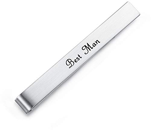 HONEY BEAR Herren Hochzeit Heirat Krawattennadel Krawattenklammer für Normale Krawatte Edelstahl Tie Clip,5.4cm,Silber,MEHRWEG (Best Man)