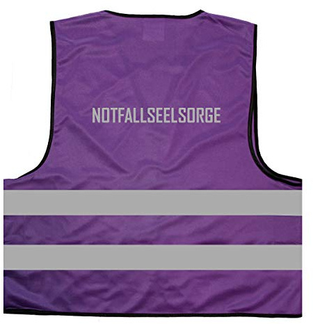Mister Warnwesto Warnweste - Signalweste - NOTFALLSEELSORGE - Warnweste mit reflektierendem Aufdruck - Größe L/XL, Lila