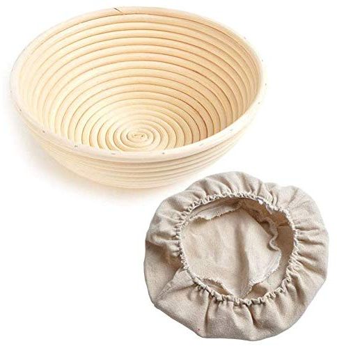 Gärkörbchen Rund, Gärkörbchen,Der Ideale Gärkorb Für Brotteig Aus Natürlichem Peddigrohr,mit Leineneinsatz (Runden 25cm)