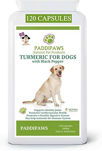 PADDIPAWS Turmeric for Dogs with Back Pepper Extract - Dog High Strength Hip and Joint Supplement - Natural Dog Joint Supplement for Senior Dogs - 120 Twist and Sprinkle Capsules
