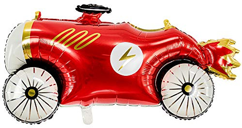 DekoHaus Folienballon Auto Rot 111 x 63 cm – Riesen Ballon Auto Partydeko für Kindergeburtstag, Junge, Helium & Luft, Wiederverwendbar, Rennwagen Ballon