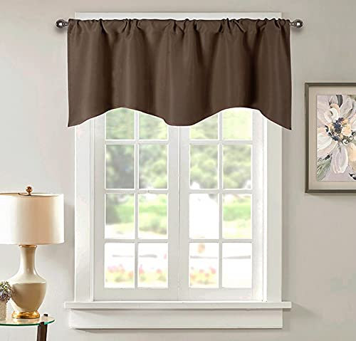 A.Monamour Mantovana Tenda Oscurante Marrone Corta Mezza Tendina per Finestra a Vetro - Drappeggio per Cucina Caffè Bistrot