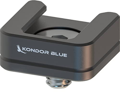 KONDOR BLUE | Cold Shoe Receiver Mount Plate | 1/4”-20 Camera Accessory Cold Shoe Adapter for Microphones, Lights & Monitors, Rubber O-Ring, Ultra-Lightweight | Gray