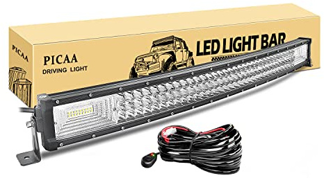 PICAA LED Arbeitsscheinwerfer Bar 32 Zoll 78cm 405W Gewölbt 7D Lichtbalken | Lichtleiste,mit 12V Kabelsätzen,Wasserfest,Drei Reihen, Zusatzscheinwerfer Bar,für SUV Offroad ATV UTV Traktor 4x4 Auto,6000K