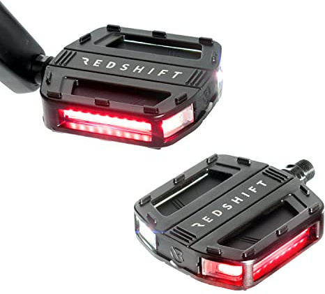 REDSHIFT Arclight Bicycle Pedals with LED Lights, Flat Aluminum | Integrated smart LED lighting;Auto-on motion-activated safety;Premium durable aluminum platform