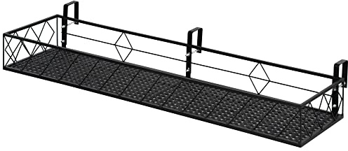 Outsunny Support de pot de fleurs suspendu en métal avec fixations réglables jardinière pour balcon dim. 100L x 31l x 12H cm noir