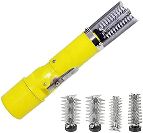 Raschietto Elettrico per Pesci con 4 Tipi di Teste di Taglio Kit per La Pulizia dei Pesci Portatile Utensili Elettrici per Squamare I Pesci,Giallo,GQYYS