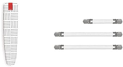 Rayen Plancha Mangas|Elástico |Funda con Capas de Espuma|61.5 x 21.5 cm,Rayas Azules, 61,5 x 21,5 Centimeters & Tensores Planchar |para un Ajuste Funda |23cm (2u) y 13cm (1u) |Blanco, M