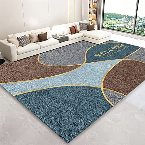Teppich Teppich küchenläufer,Blau, Grau, Rot, Geometrisches Design, Leicht Zu Reinigender Teppich läufer,bettvorleger Schlafzimmer 160x230cm