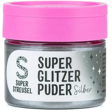 Super Streusel SuperGlitzerPuder Silber - essbarer Glitzer Backdeko (10g)