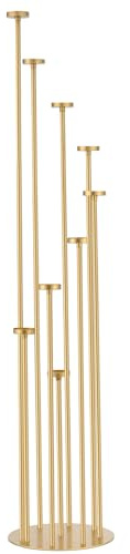 VINCIGANT 9 Arms Floor Stand Pillar Candle Holders 44'' Tall, Matt Gold | Metal Elegant Candelabra for Christmas, Wedding, Birthday, Home, Proposal, Event Decoration (No Candles and Lampshade)