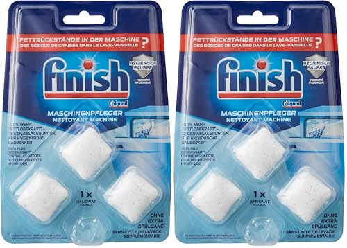 Finish Pastillas para el cuidado de la máquina – Pastillas para lavavajillas contra la suciedad y la grasa en el interior del lavavajillas – 1 x 3 pastillas para lavavajillas (Paquete de 2)