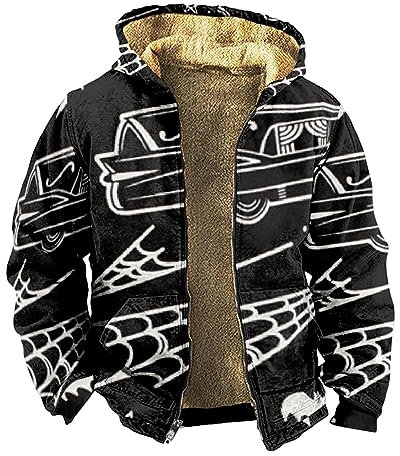 KONG JIMFAN Winterjacke Herren Sport Shirt wasserdichte Leichte Jacke Herrenjacken Herren Winterjacke Wintermantel Herren Lederpflege Jacke Field Jacket Herren Karo Jacke Herren(Black,S)