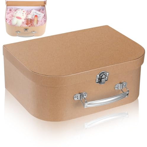 POPETPOP Pappkoffer - Vintage Desktop Gepäck Aufbewahrungsbox Karton Koffer Box mit Griff Hochzeit Antrag Box Dekorative Aufbewahrungsbox für Hochzeitsgäste