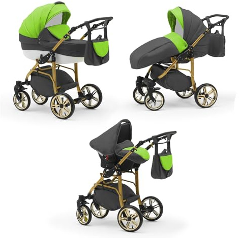 Kinderwagen-Set 4 in 1 Neo Gold inkl. Sportsitz und Autositz - 16 Teile - in 22 Farben