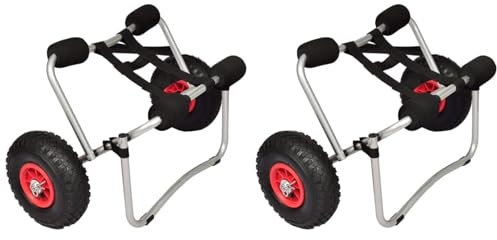 Ailgely 2 Stück Kajakwagen Aluminium, Kanuwagen Faltbare bis 70 kg Faltbarer Spannriemen Aluminium Bootstrailer Kanuwagen Transportwagen Surfwagen für Kanu und Kajakliebhaber,Kanu Trolley