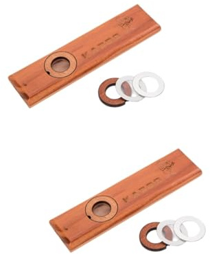 Hoement 2stücke Holz Kazoo Musikinstrumente Für Vorschulkinder Leichte Und Einfach Zu Spielende Flöten Für Gitarre Und Ukulele Mit Ersatzmembranen Helle Holzfarbe