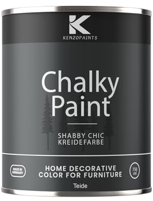 Contura KenzoPaints Kreidefarbe Möbel Farbe 750ml. Trend Farbtöne 2025 Möbellack Holz- Lack Shabby Chic Matt (Teide Anthrazitgrau, 750ml.)