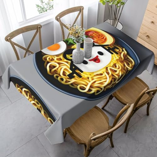 ETASUIOL Mantel rectangular con diseño de huevera, fideos y ramen, para fiestas, tela suave de piel de melocotón