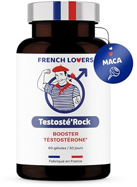 Testosté'Rock Booster Performance Homme | Soutien Taux de Testostérone & Musculation | Énergie, Vigueur & Vitalité | Maca, Zinc, Tribulus & Ashwagandha | 60 Gélules Fabriqué en France