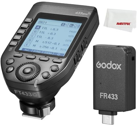 Godox FT433 C TTL Wireless Flash Trigger for Canon, 433MHz, HSS 1/8000s, 100m Range, LCD, 32 Ch, 1-99 ID, Front/Rear Curtain Sync, Bluetooth App Control, TCM, Single-Contact Rapid-Fire