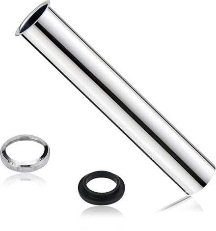 Universal Tauchrohr für Siphon, 20 cm Verlängerung Rohr Abfluss, Verchromter Siphon Verlängerung mit 1 Mutter und 1 Dichtungsgummischeibe Geliefert für Design Siphon, Röhrensiphon, Tassensiphon