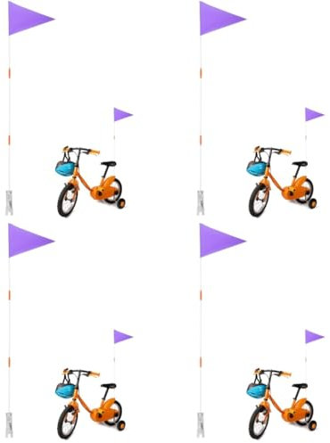 Supvox 4 Sätze Fahrradfahnenmast Fahrradwarnflaggen Fahrradkorb vorne Fahrrad-Werbefahne Bausatz Bike Accessories Bike Gadgets Fahrrad Vorbau Outdoor-Fahrradfahne Glasfaser Violett