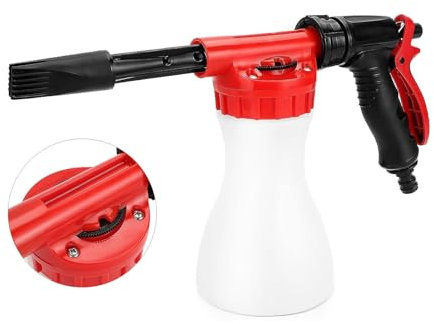 CROWNSHOP Snow Foam Sprayer Car Wash Spray Tool Long Gun Use Hose Sprayer 900 ml Cleaning Foam Spray Gun Car Wash Soapy Water Nozzle for Home Garden Watering (Red)
