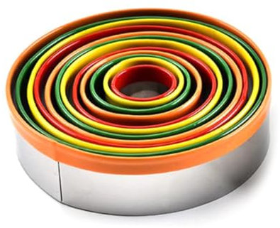 KICHOUSE Cortadores De Galletas Inoxidable Moldes Redondos Coloridos Para Repostería De Cocina Para Hornear Pasteles y Galletas
