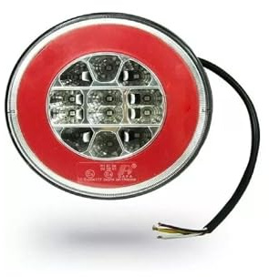 1x LED Rückleuchte Rund 12/24V 140mm E4 Prüfzeichen Heckleuchte mit 3 Funktionen 29 LEDs IP67 Neon Glo-Trac Neu OVP LKW Anhänger Wohnwagen Auto Bus Van Landtechnik Traktor Schlepperdienst
