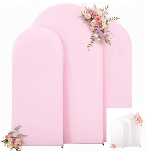 Lot de 3 housses de toile de fond pour arche (2,2 m, 2 m, 1,8 m) – Housse de support pour arche de fond en élasthanne extensible de qualité supérieure pour fête prénatale, mariage, décoration de fête