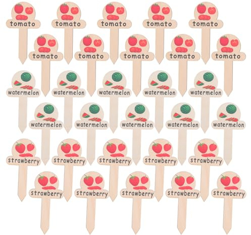 Gadpiparty 30pcs Wooden Garden Labels Markers Weatherproof Plant Tags for Outdoor Fruit Vegetable Stake Signs Garden Stake Tags Greenhouse Accessories
