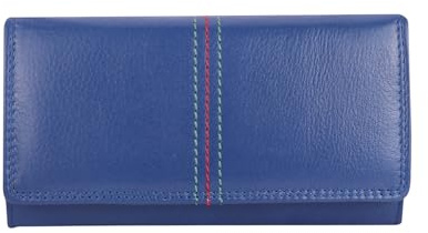 Velluci Pelle Portefeuille pour femme en cuir véritable avec blocage RFID - Portefeuille en cuir avec boîte cadeau de luxe, bleu, 17 cm x 9cm x 3.5 cm, Classique