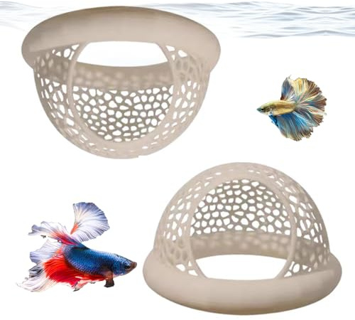 Nsawtasche Aquarium Höhle Tunnel 2er Set - Transparente Schwimmende Aquarium Dekoration Zubehör, Fisch & Garnelen Versteck für Kampffische und andere kleine Aquarienbewohner (Beige, 7 * 7 * 4cm)