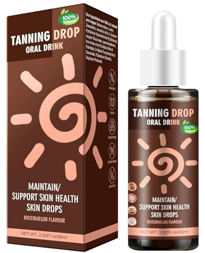 60ml Bräunungstropfen zum Trinken – Selbstbräuner & Tanning Drops für natürliche Bräune ohne Sonne, Bräunungsöl Serum für Gesicht & Körper, Sanfte Bräunung für Männer & Frauen