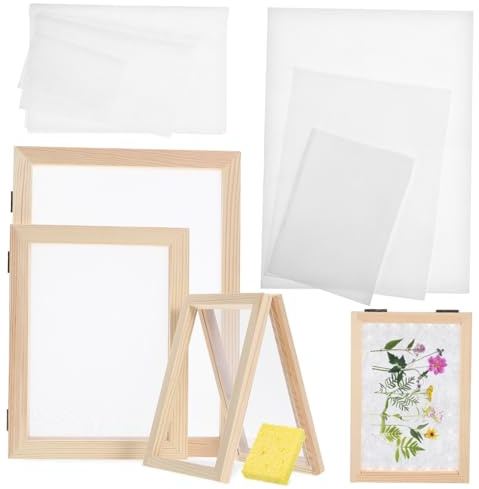 JUMPLAWN Papier Schöpfen Holzrahmen Groß Mittel Klein mit Netzgewebe Absorbierendes Papier Bastelset DIY Papierherstellung Handwerk Schule Party