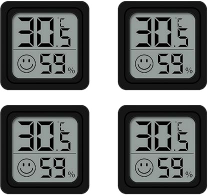 4 Pack Room Thermometer Hygrometer, Indoor Humidity Meter LCD Digital Hygrometer Thermometer Humidity Meter Temperature Gauge for Indoor Greenhouse Temperature Sensor Monitor For House(with Battery)