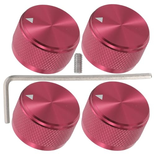 MAGICLULU Potentiometerknopf Metall 6mm Gerändelt Rutschfest Lautstärkeregler für Gitarre Bass Verstärker Audiogerät Rot