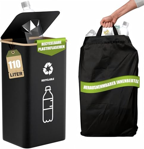 Collection deposit box 110 l, deposit container and bottle collector, empty, large kitchen bin, bin bag holder, waste collection and recycling container, incl