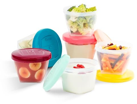 Babymoov Babybol Airtight Baby Food Storage Containers, 180 ml, Pack of 6, multicolor