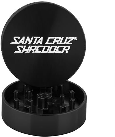 Santa Cruz Shredder Molinillo de hierbas de metal con parte superior moleteada para un agarre más fuerte, 2 piezas de 2.2 pulgadas (negro)
