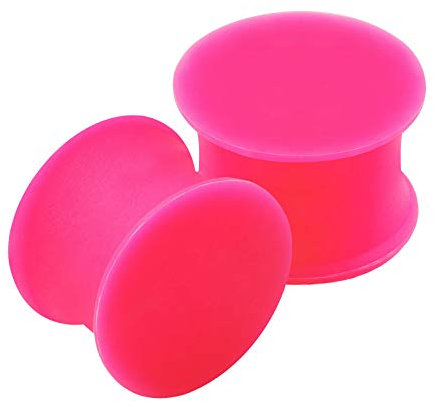 KJM FASHION 2 Stk Silikon Rosa 12mm 1/2 Inch Double Flared Flesh Earplugs Ohr Plug Stecker Ring Expander Stab Piercing Schmuck 2701