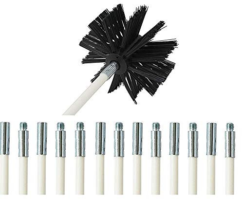 Kit de limpieza de conducto de secadora/ventilación, removedor de pelusas, cabezal de cepillo sintético, uso con o sin un taladro eléctrico (26 pies)