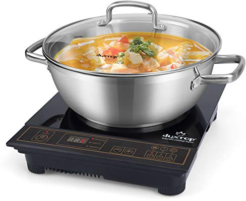 Duxtop 1800W Portable Induction Cooktop Included 5.7 Quarts Pot with Lid